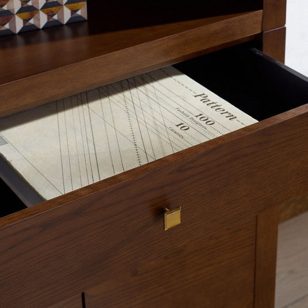 Francesco 4 Shelf Wood Bookcase in Walnut