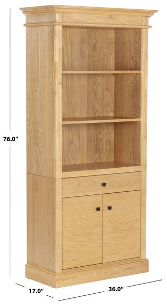 Francesco 4 Shelf Wood Bookcase in Natural