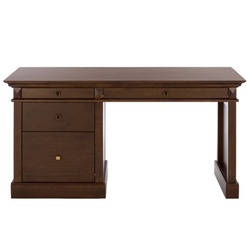 Francesco 4 Drawer Wood Desk in Walnut