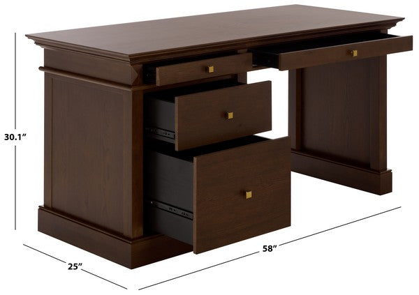 Francesco 4 Drawer Wood Desk in Walnut