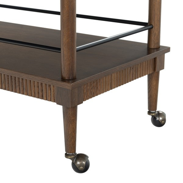 Donnabrielle Wood Bar Cart in Walnut