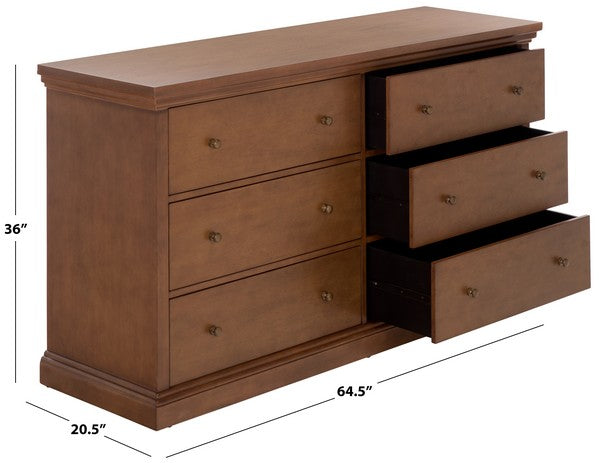 Lizzy 6 Drawer Dresser in Walnut