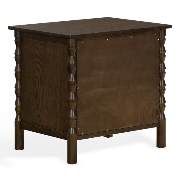 Alyssabelle Wood Nightstand with Carved Leg and 2 Drawer in Walnut