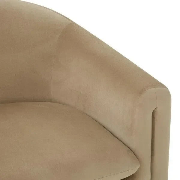 Laylette Velvet Accent Chair in Light Brown - The Mayfair Hall