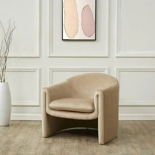 Laylette Velvet Accent Chair in Light Brown - The Mayfair Hall