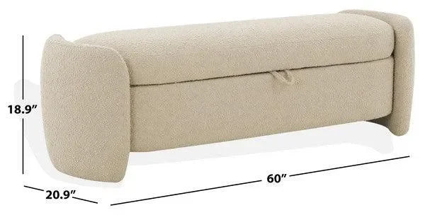 Danianna Boucle Storage Bench in Oatmeal - The Mayfair Hall