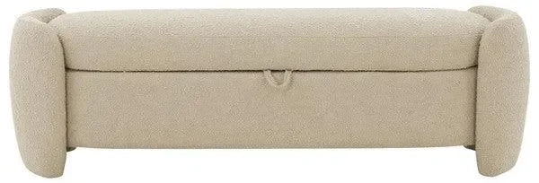 Danianna Boucle Storage Bench in Oatmeal - The Mayfair Hall