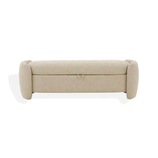 Danianna Boucle Storage Bench in Oatmeal - The Mayfair Hall