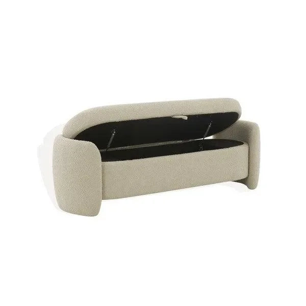 Danianna Boucle Storage Bench in Oatmeal - The Mayfair Hall