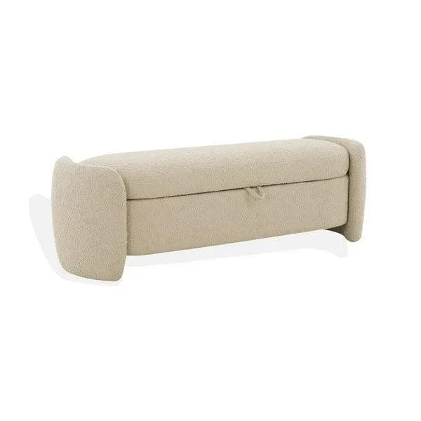 Danianna Boucle Storage Bench in Oatmeal - The Mayfair Hall