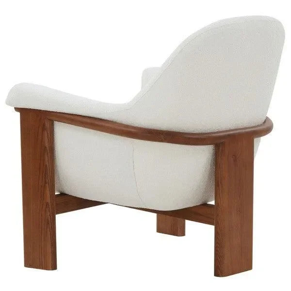 Sylvana Boucle Accent Chair in Ivory and Walnut - The Mayfair Hall