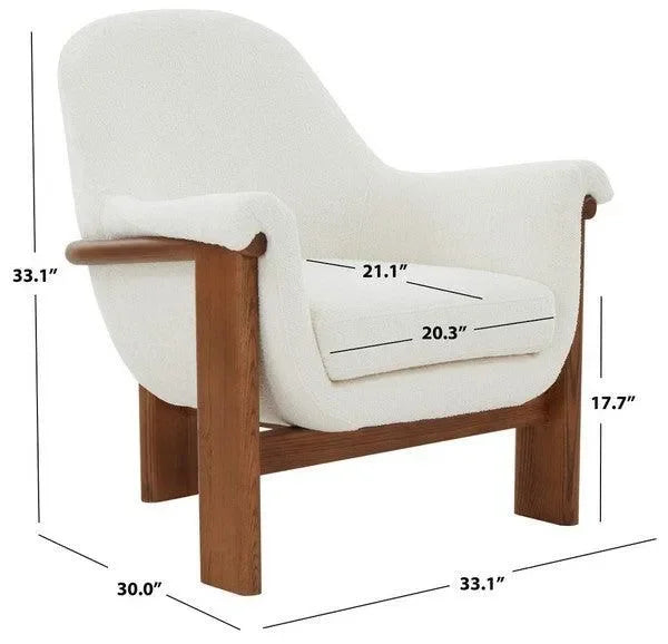 Sylvana Boucle Accent Chair in Ivory and Walnut - The Mayfair Hall