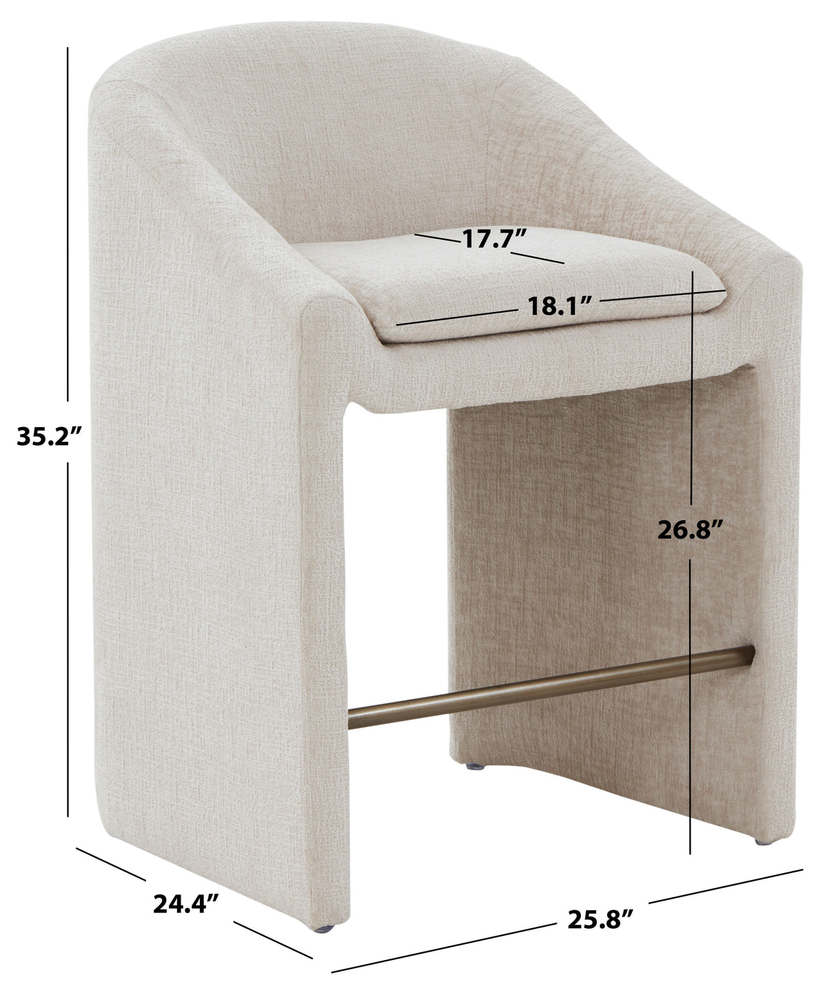 Kagan Chenille Counter Stool in Cream