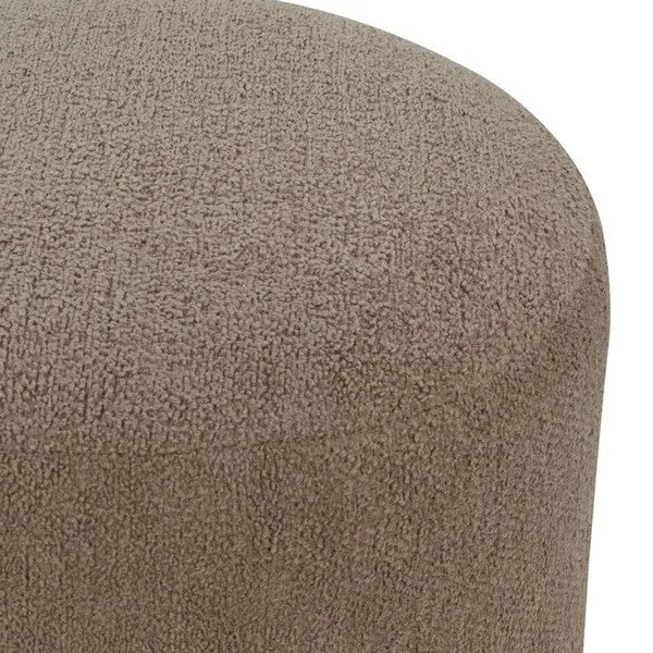 Nikolas Round Boucle Ottoman in Light Brown - The Mayfair Hall
