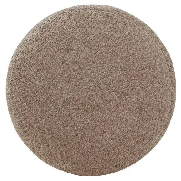 Nikolas Round Boucle Ottoman in Light Brown - The Mayfair Hall