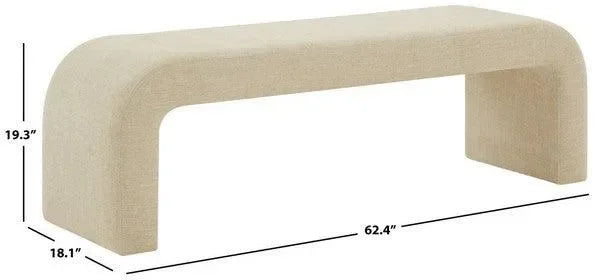 Caralynn Polyester Bench in Beige - The Mayfair Hall