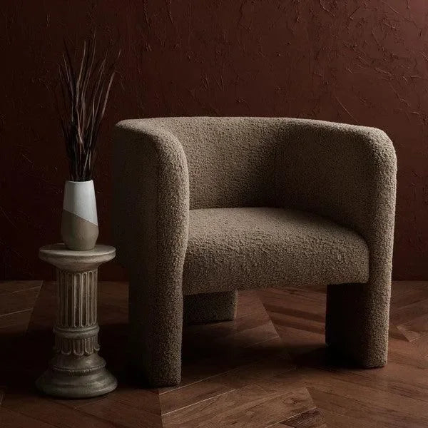 Sammie Faux Lambs Wool Accent Chair in Light Brown - The Mayfair Hall