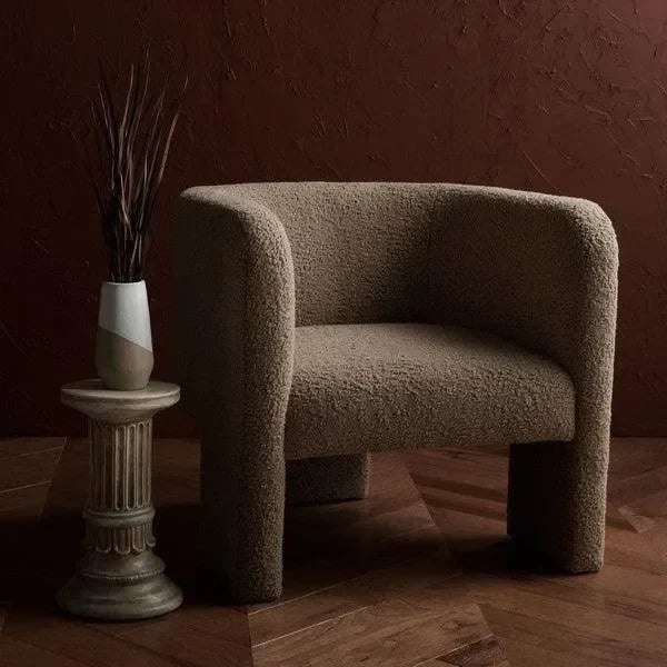 Sammie Faux Lambs Wool Accent Chair in Light Brown - The Mayfair Hall