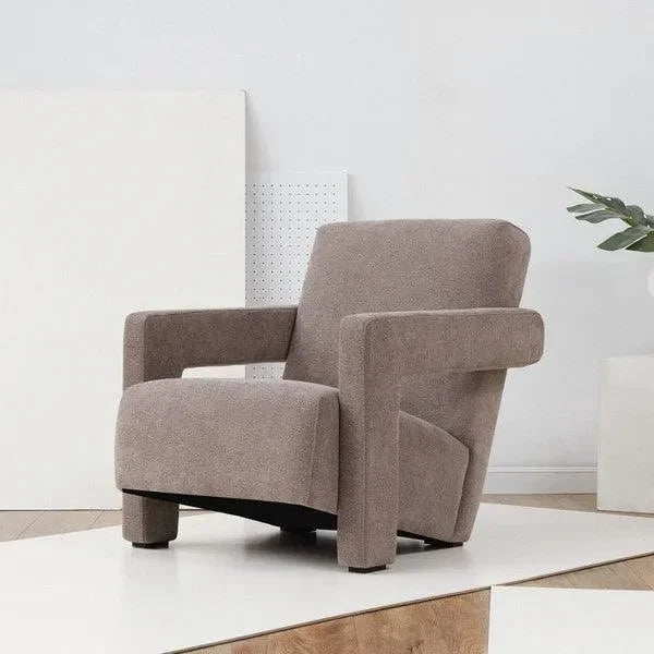 Taylor Boucle Accent Chair in Brown with Angled Back and Seat - The Mayfair Hall