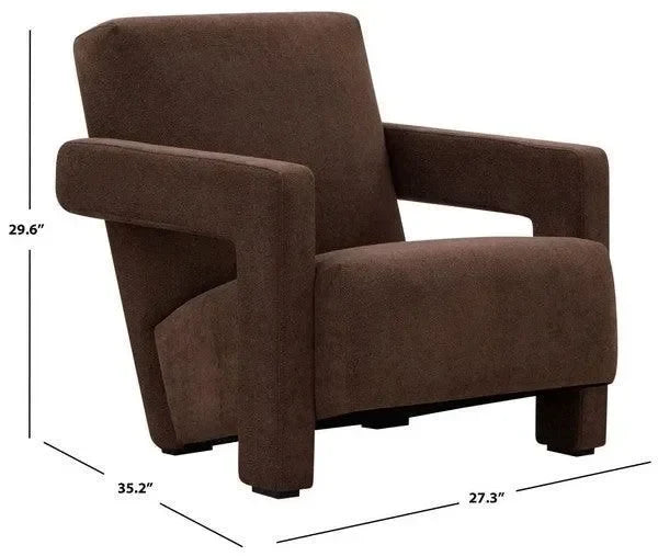Taylor Boucle Accent Chair in Dark Brown with Angled Back and Seat - The Mayfair Hall