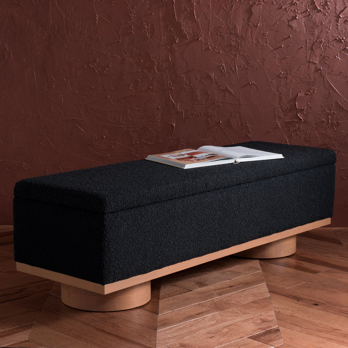 Vianna Boucle Bench in Black and Natural