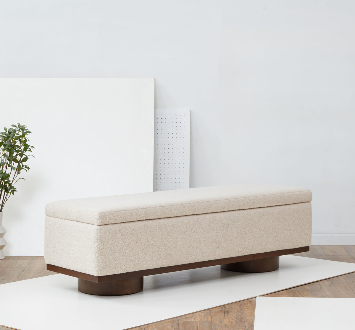 Vianna Teddy Storage Bench Sand in Walnut