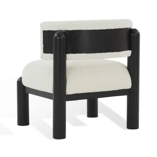 Rosabryna Boucle Accent Chair in Ivory and Black - The Mayfair Hall