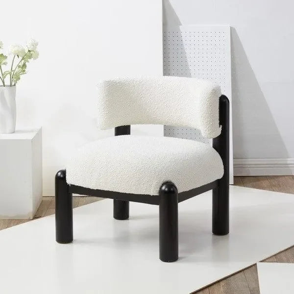 Rosabryna Boucle Accent Chair in Ivory and Black - The Mayfair Hall