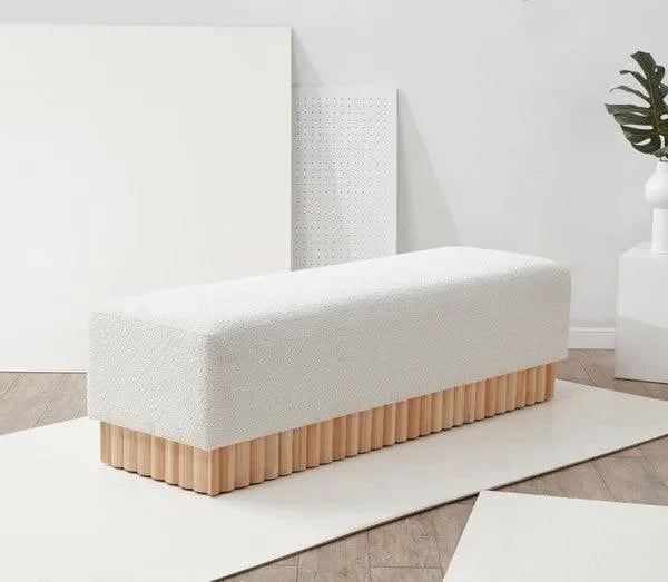 Tylie Boucle Bench in Ivory and Natural - The Mayfair Hall