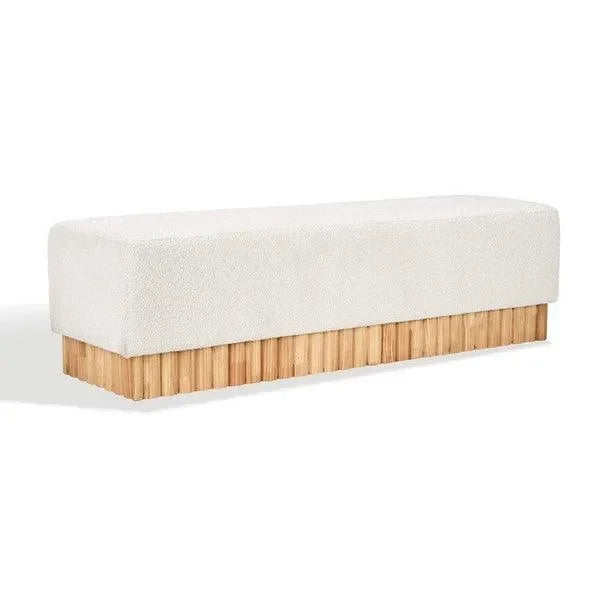 Tylie Boucle Bench in Ivory and Natural - The Mayfair Hall