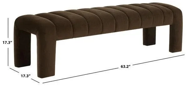 Bellisima Velvet Bench in Dark Brown - The Mayfair Hall