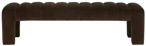Bellisima Velvet Bench in Dark Brown - The Mayfair Hall