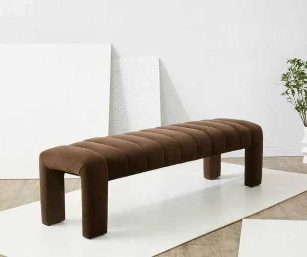 Bellisima Velvet Bench in Dark Brown - The Mayfair Hall