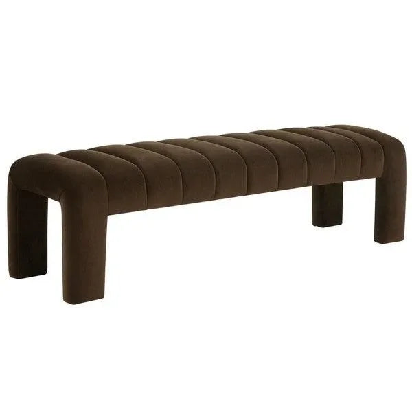 Bellisima Velvet Bench in Dark Brown - The Mayfair Hall