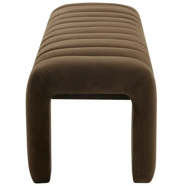 Bellisima Velvet Bench in Dark Brown - The Mayfair Hall