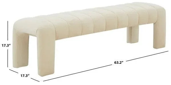 Bellisima Velvet Bench in Cream - The Mayfair Hall