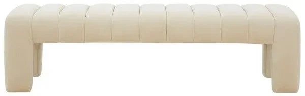 Bellisima Velvet Bench in Cream - The Mayfair Hall