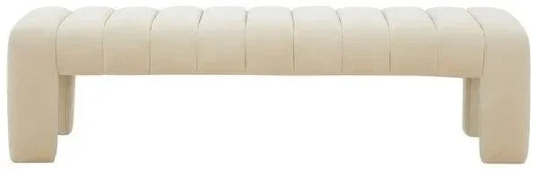 Bellisima Velvet Bench in Cream - The Mayfair Hall