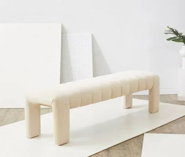 Bellisima Velvet Bench in Cream - The Mayfair Hall