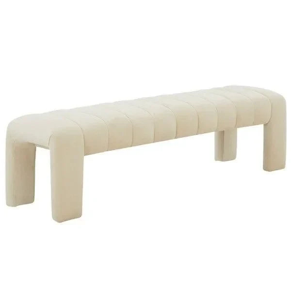 Bellisima Velvet Bench in Cream - The Mayfair Hall