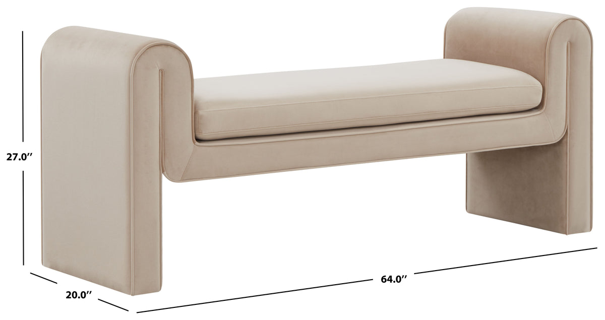 Garth Velvet Bench in Light Brown