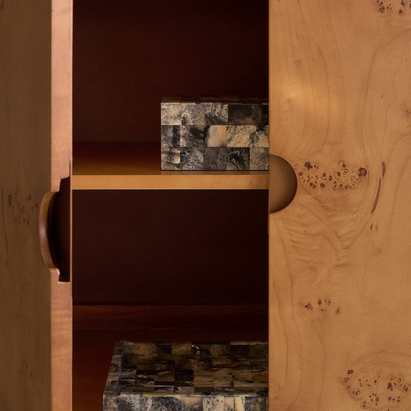 Tessly Burl Veneer Chest in Walnut Burl