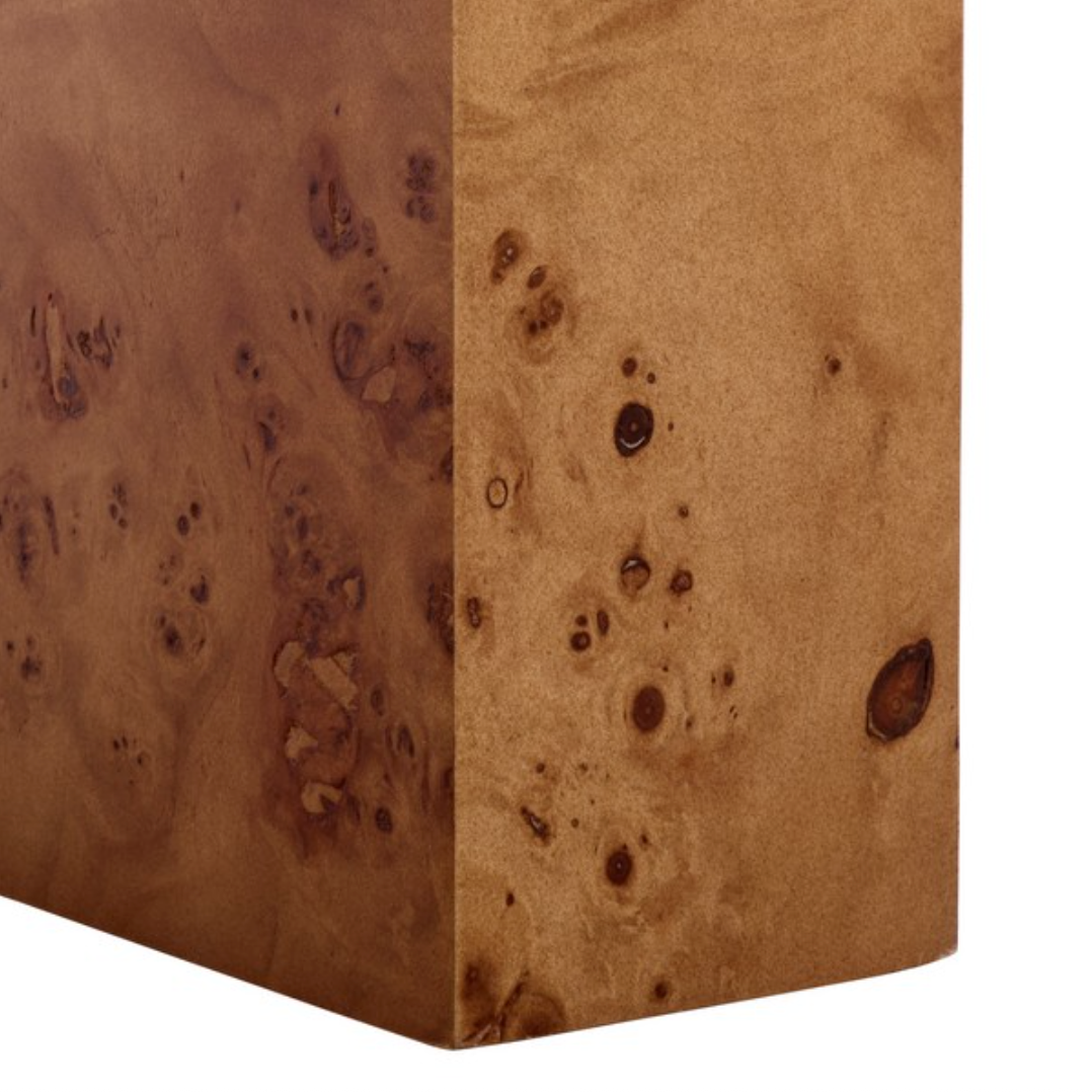 Tessly Burl Veneer Console Table in Walnut