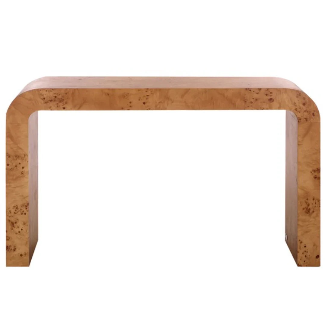 Tessly Burl Veneer Console Table in Walnut