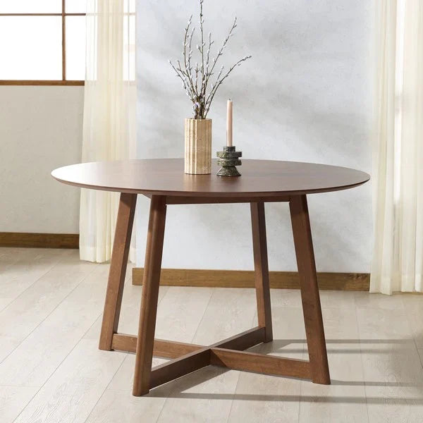 Jessbrina Round Wood Dining Table in Walnut