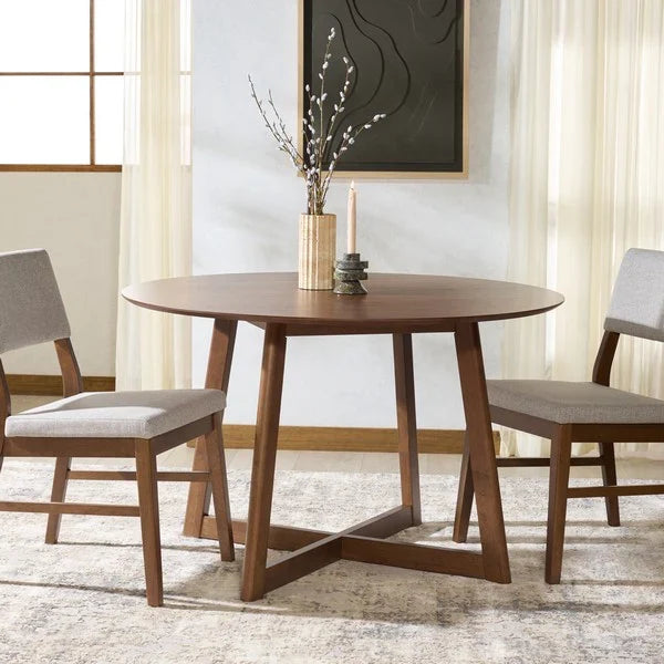 Jessbrina Round Wood Dining Table in Walnut