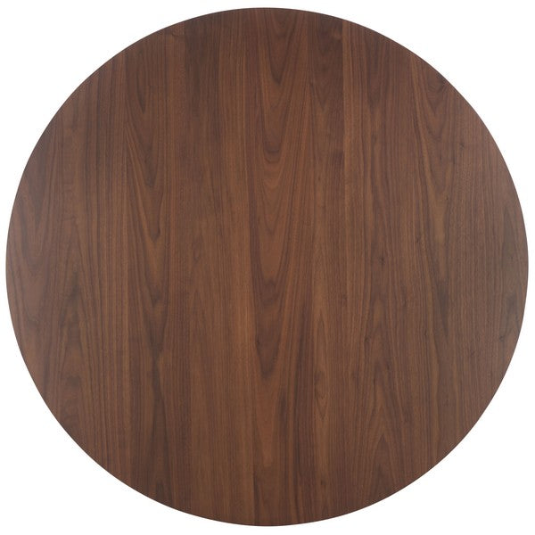 Jessbrina Round Wood Dining Table in Walnut