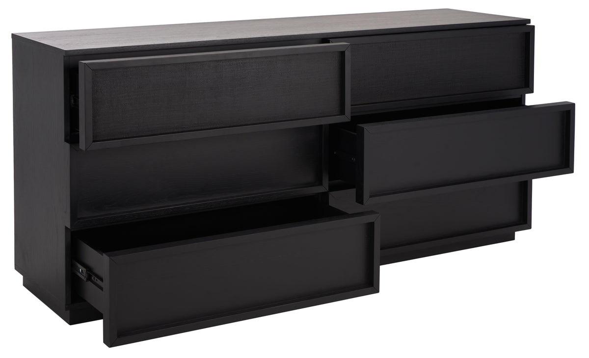 Zeus 6 Drawer Wood Dresser in Black