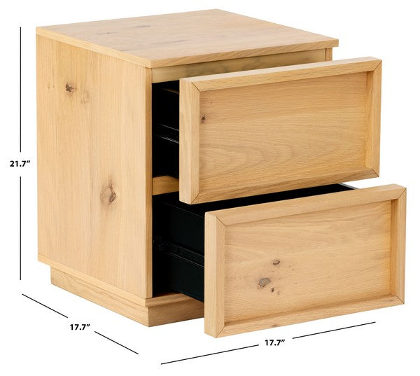 Zeus 2 Drawer Nightstand in Natural