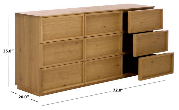 Zeus 9 Drawer Dresser in Natural